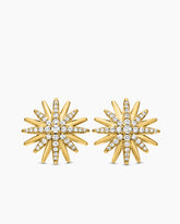 Starburst Stud Earrings in 18K Yellow Gold with Diamonds, 19mm